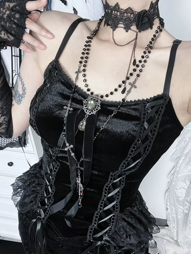 AltGoth – Camisole en velours pour femmes, esthétique, Hotsweet, centre commercial, Goth Fairycore G