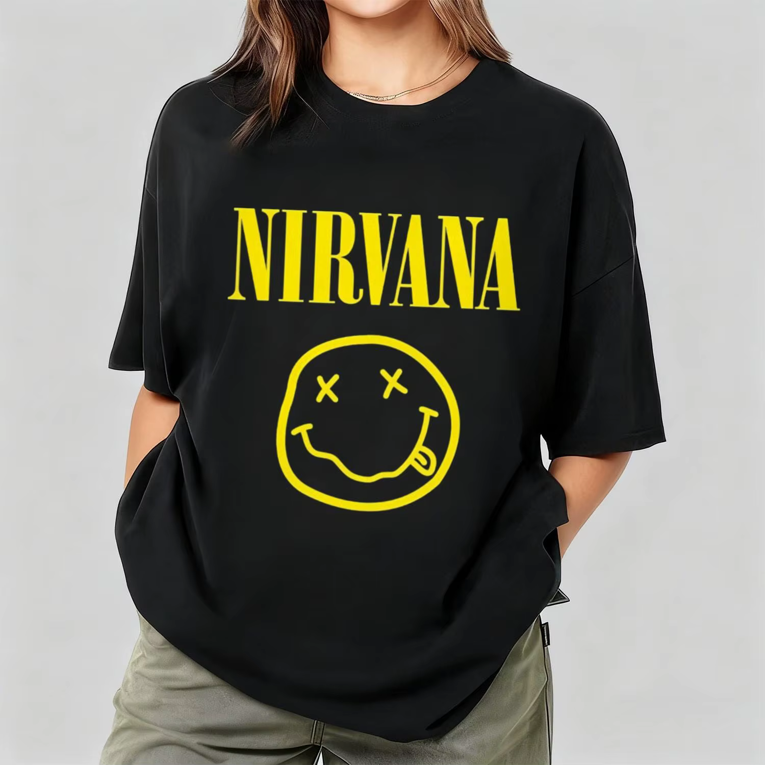 T-shirt Nirvana Smiley Face, sweat-shirt à capuche vintage des années 90, style grunge, unisexe, str