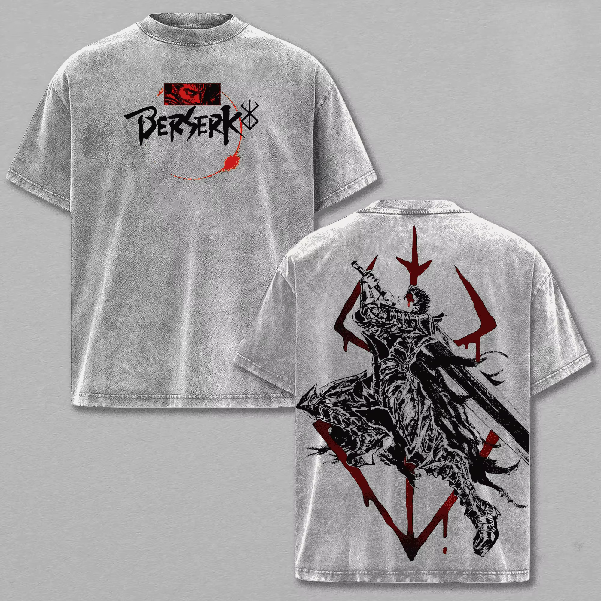 T-shirt Berserk Guts Manga pour hommes, vêtements Anime Vintage, T-shirt surdimensionné délavé, déco