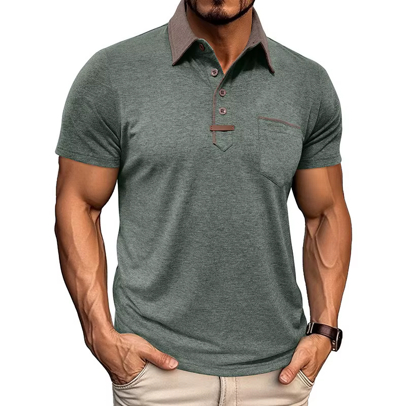 Chemises polo pour homme, été, style européen et américain, t-shirt à manches courtes à col pour hom
