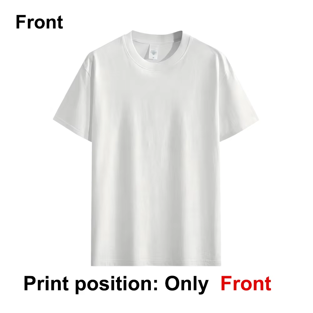 T-shirt personnalisé avec logo, photo, texte, image, impression de marque, 220 GSM, 100% coton, vête