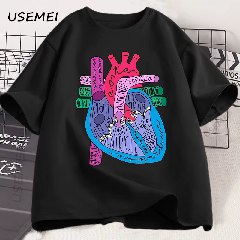 Coeur anatomie T-Shirt hommes femmes médecin cardiologue T-Shirt t-shirts d'allaitement casual coton