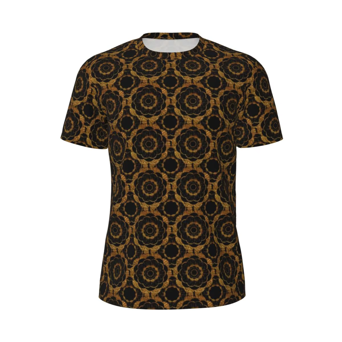 T-shirt de sport pour hommes, rétro Mandala, Harajuku, imprimé Floral doré, été, col rond, vêtements