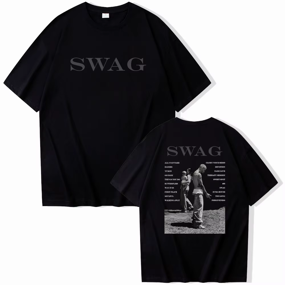 Bieber SWAG 2025 Justin Album T-shirt 2 faces col rond manches courtes chemises Fans cadeau