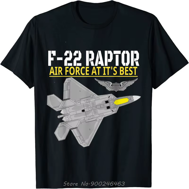 T-Shirt manches courtes col rond pour homme, estival et décontracté, en coton, Raptor Air Force Avia