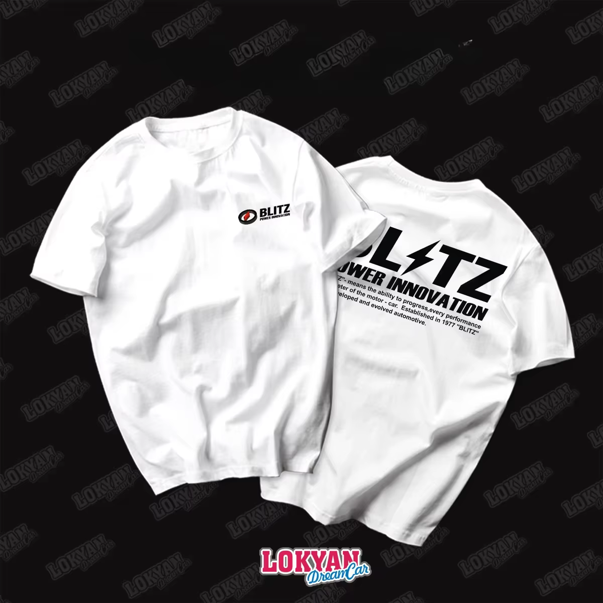 T-shirt BLITZ à manches courtes JDM, imprimé de marque classique de voitures modifiées, motif moto, 