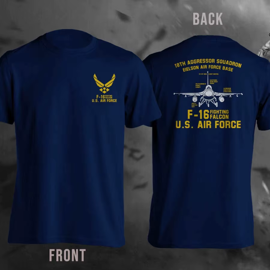 T-shirt F-16 "Warhawk" Fighter, 18e escadrille ennemie hypothétique de l'US Air Force, Base d'Elson 