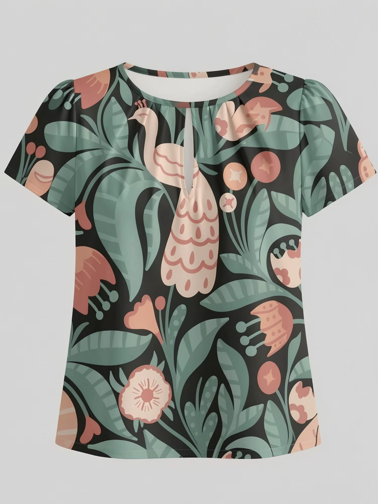 Nouveau T-shirt Femme 2026, Idéal pour les Vacances à la Plage, Col Rond Manches Courtes Imprimé Amp