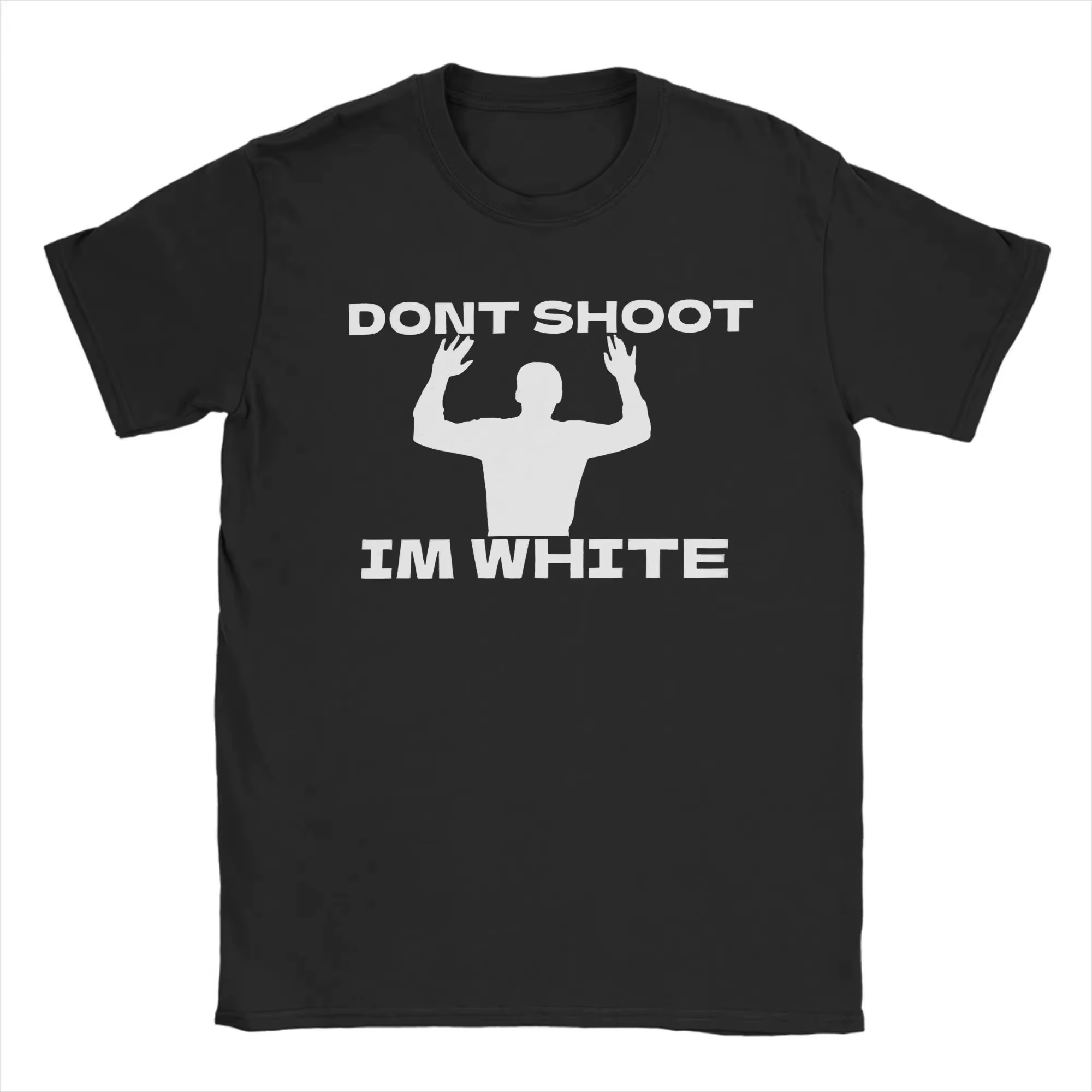 T-shirt humoristique et drôle « Don't Shoot I'm White » – Hauts uniques à manches courtes et col ron