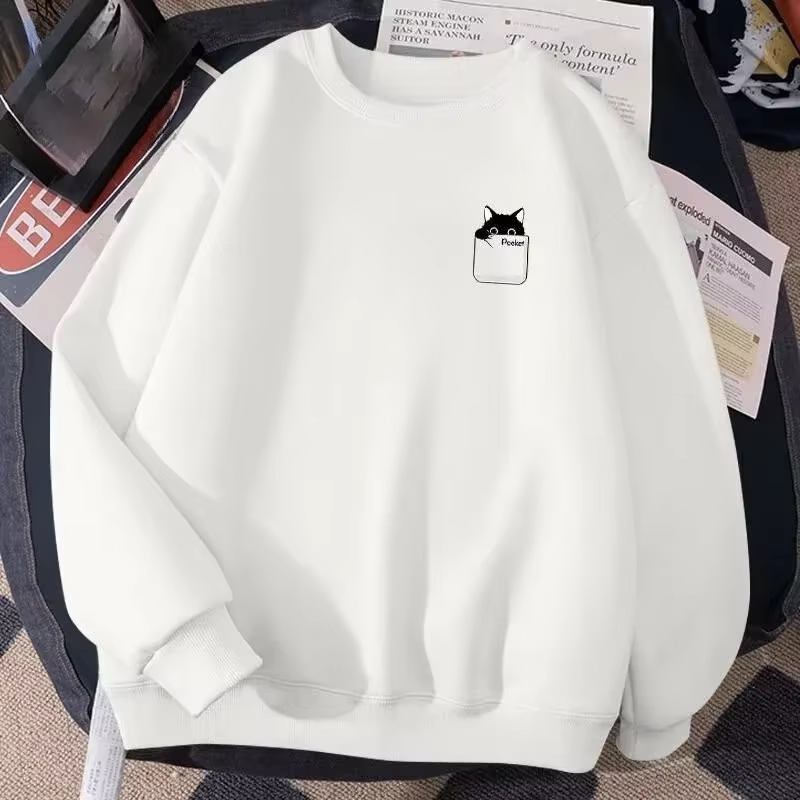 Petite boîte en papier chat noir imprimé M-8XL mâle trop résistant mode manches longues Couple vêtem
