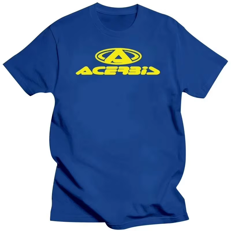 T-shirt en coton avec motif de marque de pièces de modification de moto pour sports extrêmes, street