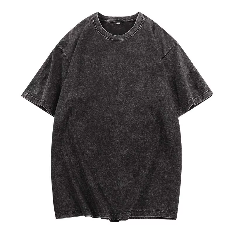 Streetwear lavé en détresse T-shirt pour hommes surdimensionné européen et américain épaules dénudée