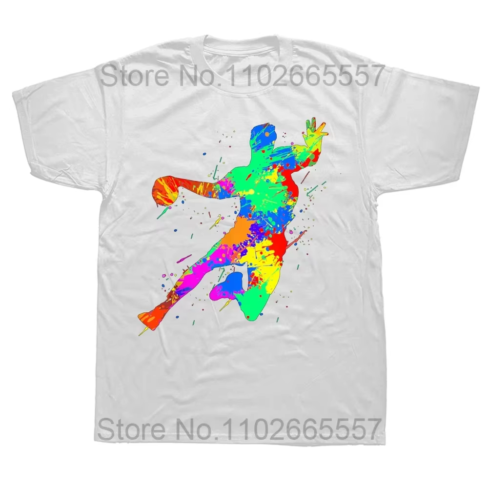 Conceptions drôles de joueur de Handball pour hommes femmes T-shirts hauts col rond à manches courte