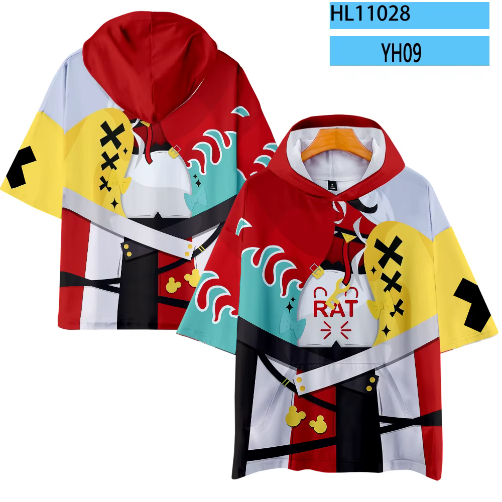 VTuber-T-shirt à capuche Hakos Baelz pour hommes et femmes, T-shirt à manches courtes Anime, Streetw