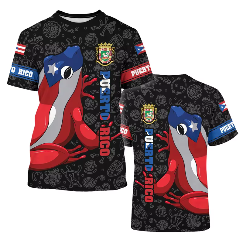 T-shirt unisexe décontracté avec emblème national de Porto Rico Feel, t-shirts graphiques Harajuku, 