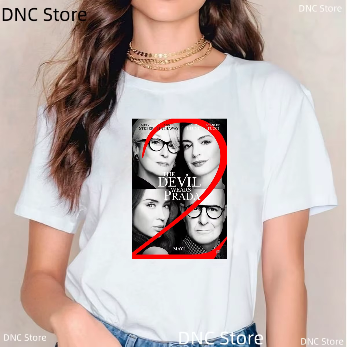 T-Shirt à manches courtes pour femmes, avec impression graphique du film drôle « The Devil Wears P