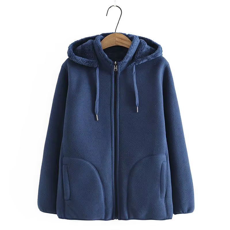 Sweat-shirt à capuche épais pour femme, veste polaire, manteaux avec fermeture éclair, hauts décontr