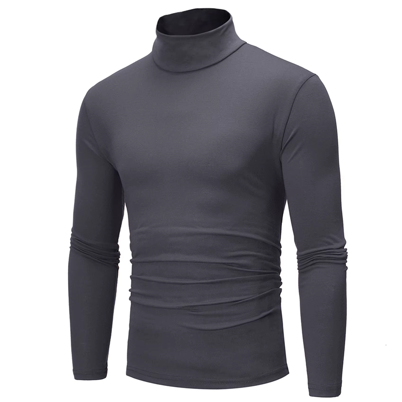 Nouvelle mode Base t-shirt hommes coupe ajustée Polyester col haut pull col roulé pull hauts chemise