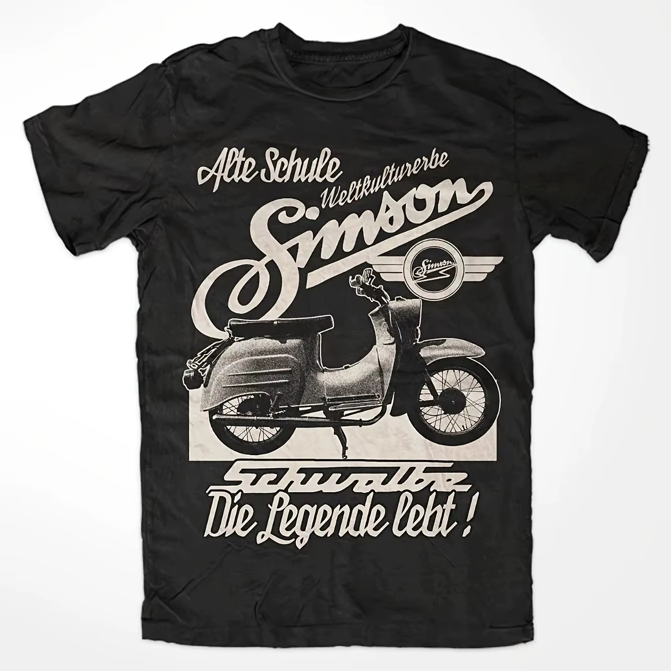 T-shirt vintage Simson Schwalbe Die Legende pour homme, à manches courtes, avec citation allemande,