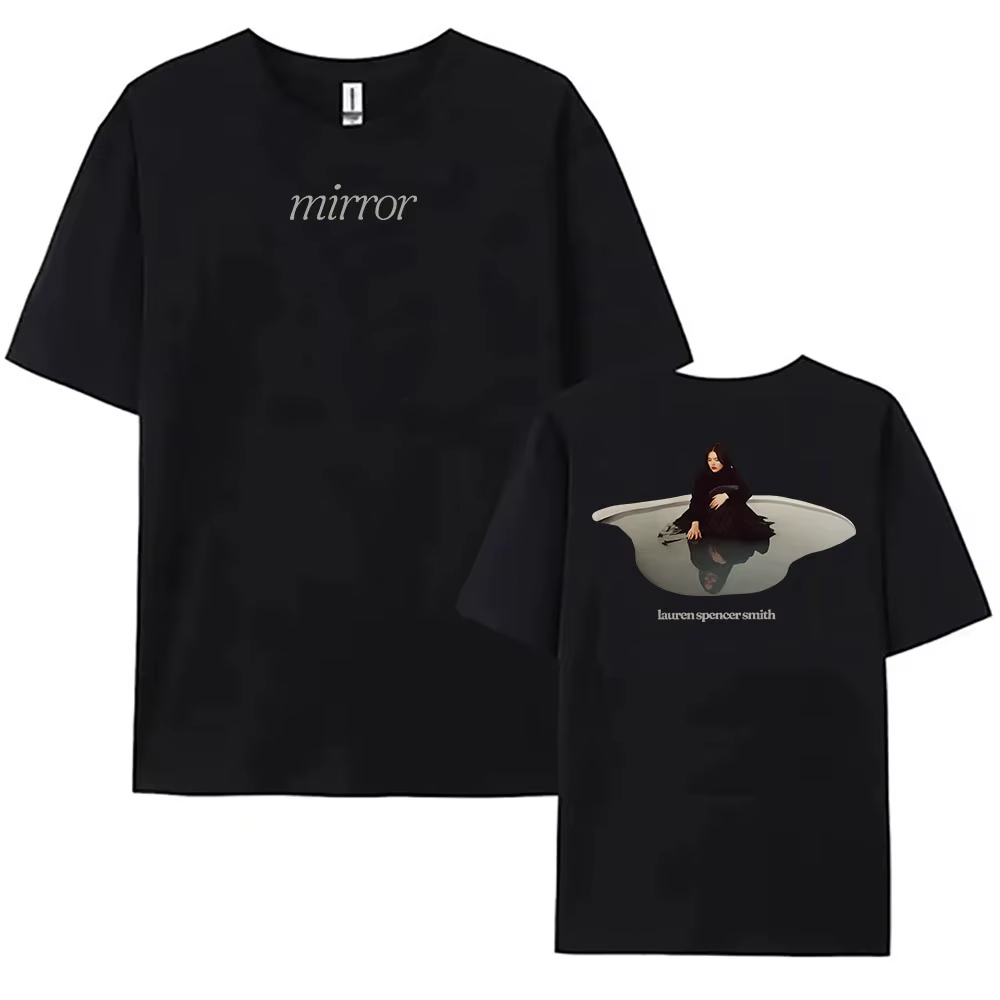 Miroir LAUREN SPENCER SMITH T-shirt Coton Lâche Unisexe Streetwear Chanteur Impression Mode Femme T-