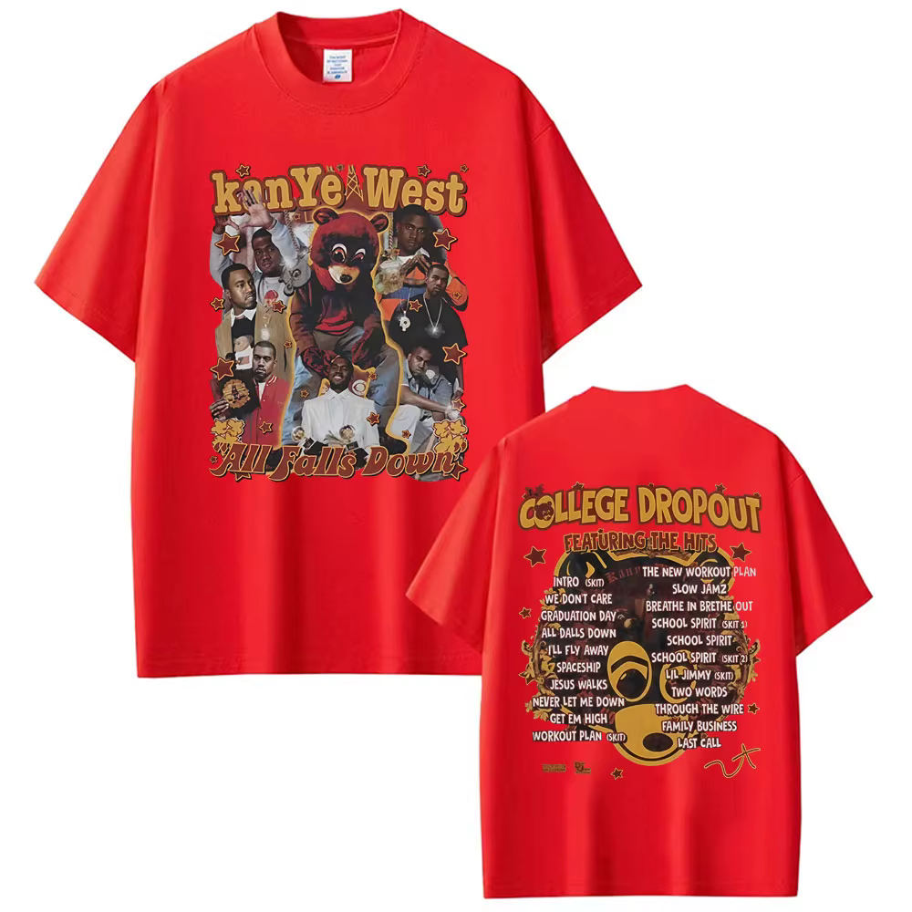 Kanye West College Dropout Featuring The Hits T-shirt pour hommes et femmes, t-shirt Harajuku High S
