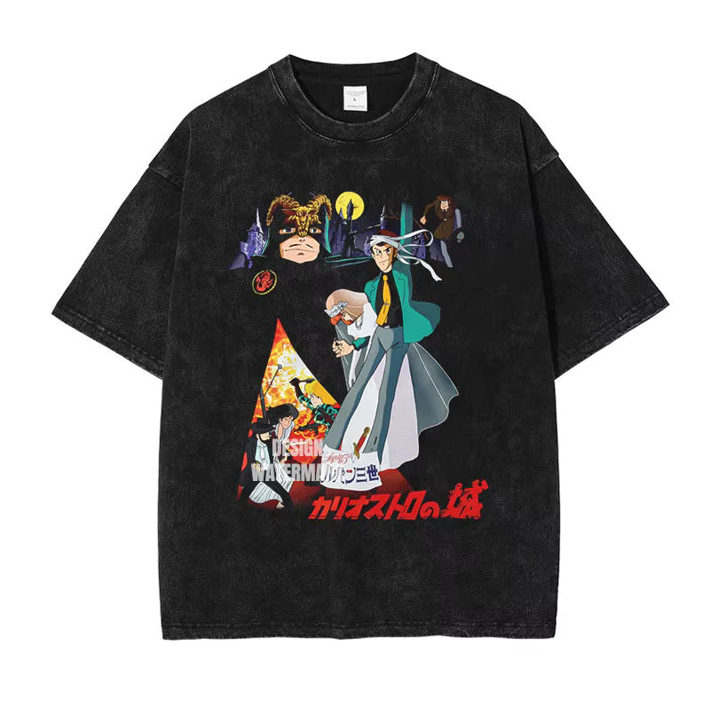Anime L-Lupin le troisième T-Shirt Vintage lavé l-lupin III 4 t-shirts surdimensionné rétro Fujiko D