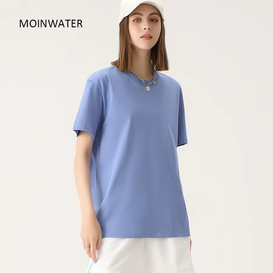 WAVLATII nouvelles femmes solide coton t-shirts femme vert foncé surdimensionné décontracté doux t-s