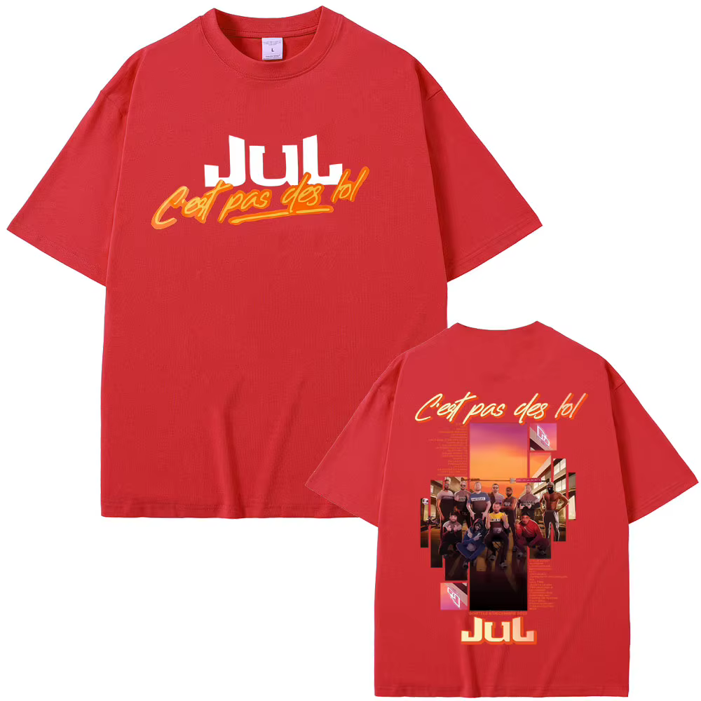 Rappeur Jul Album de musique Tour du monde 2025 T-shirt hommes femmes Hip Hop surdimensionné à manch