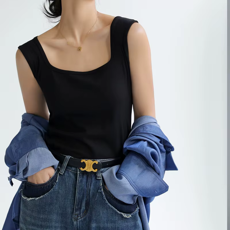 Été plage femmes hauts et t-shirts Sexy sans manches maillot de corps dissimulant décolleté latéral