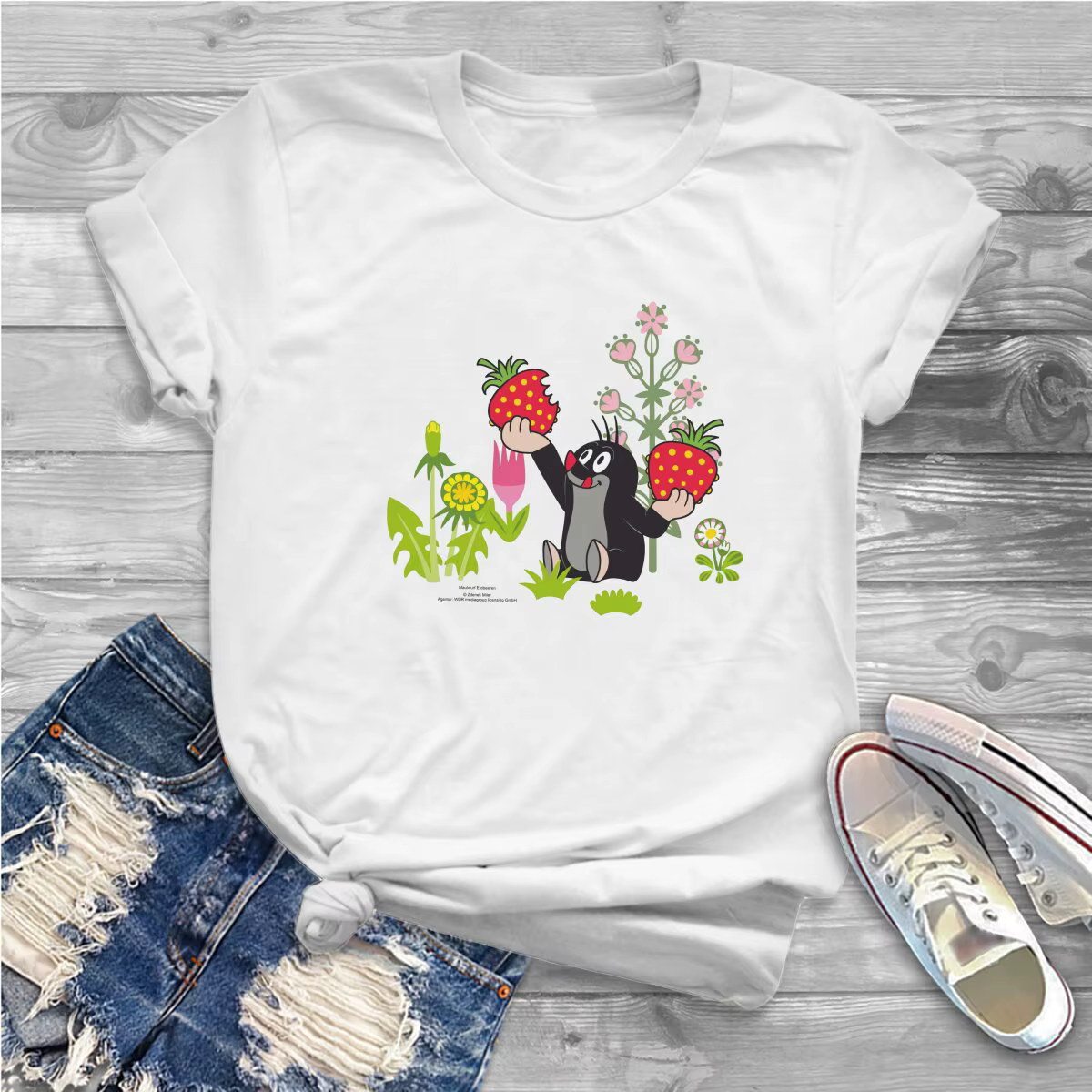T-shirt Anime Krtek pour femme, The Mole, Maulwurf, Erdbeeren, Zones Me Clothes, Unisex Blusas T Shi