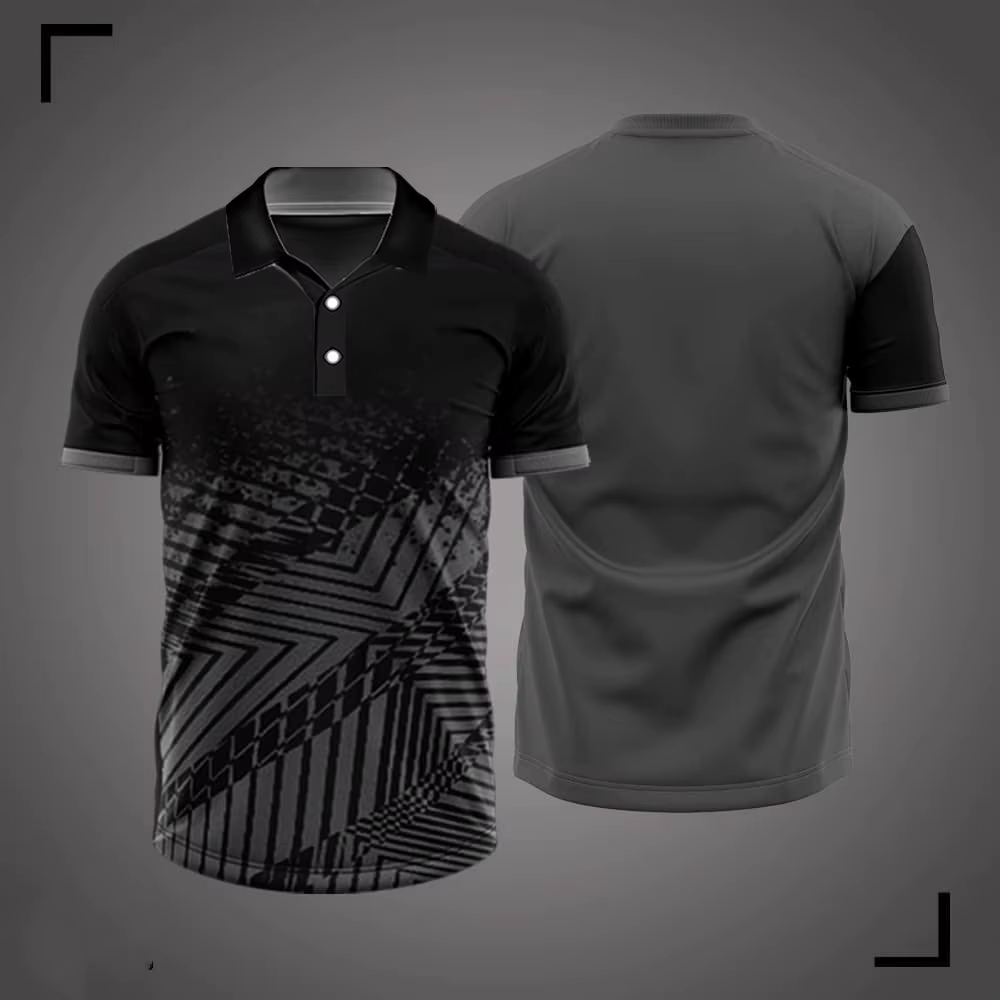 Polo à rayures dégradées imprimé en 3D pour homme – Vêtement respirant pour le sport et le golf – Po