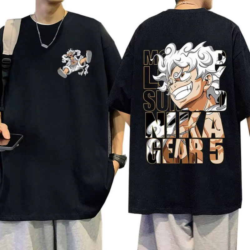 T-shirt One Piece Monkey D. Luffy Sun God Nika Gear 5 Luffy – T-shirt graphique de haute qualité, id
