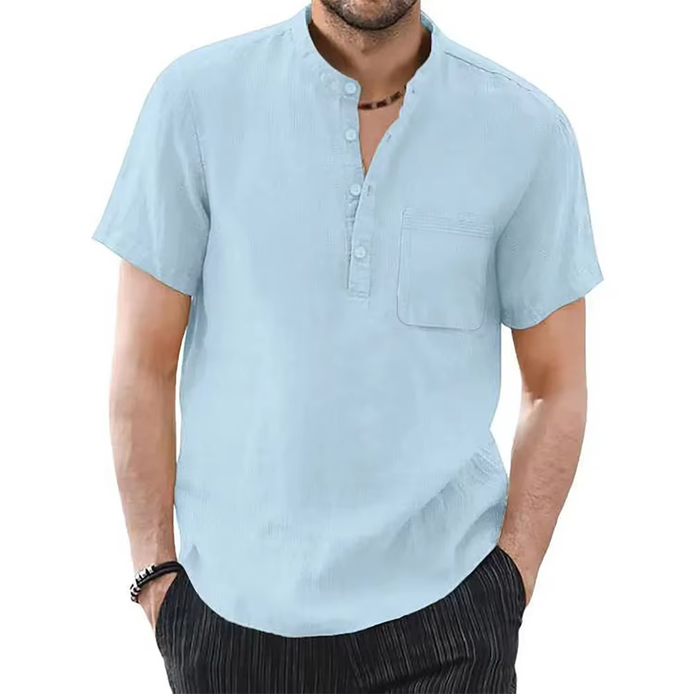 T-shirt à Manches Courtes en Coton et Lin pour Homme, Décontracté, Confortable, Respirant, Taille Am