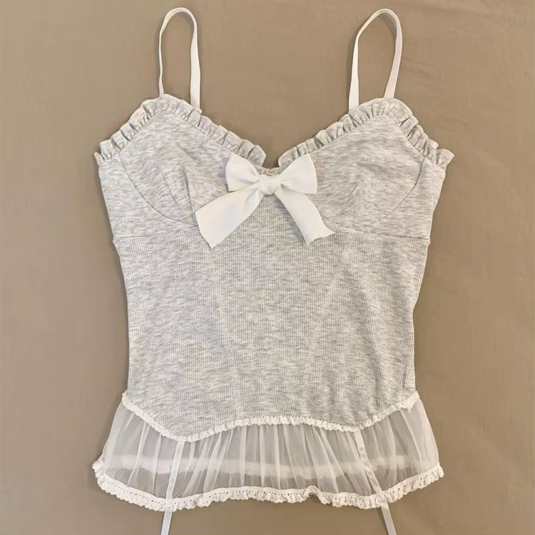 Kawaii débardeur femmes blanc dentelle Camisole Sexy Chic dentelle débardeur avec bretelles réglable