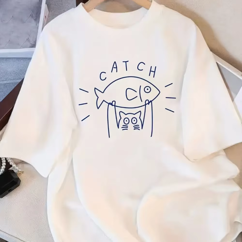 T-shirt à manches courtes et col rond pour femme, vêtement de Couple, ample, de bureau, de week-end,