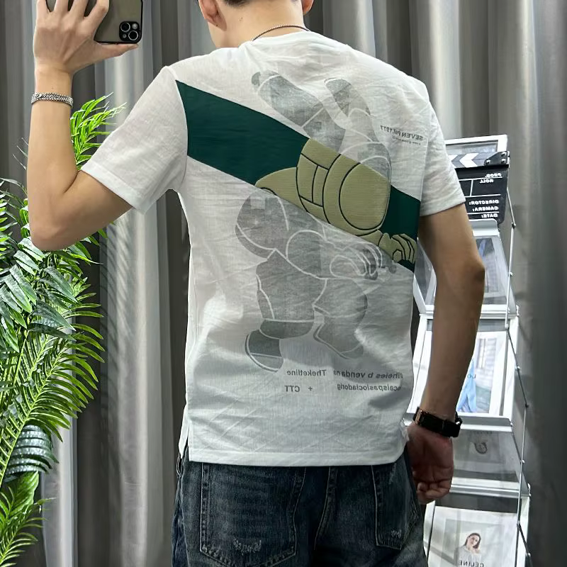 T-shirt en Lin Blanc pour Homme, Streetwear, Coréen, Basique, Vente en Gros, Harajuku