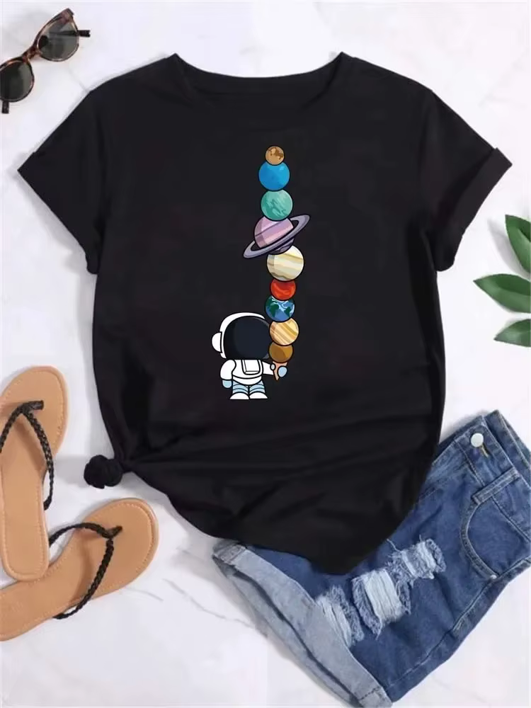 T-shirt graphique à manches courtes pour femmes, grande taille, ample et décontracté, doux et confor