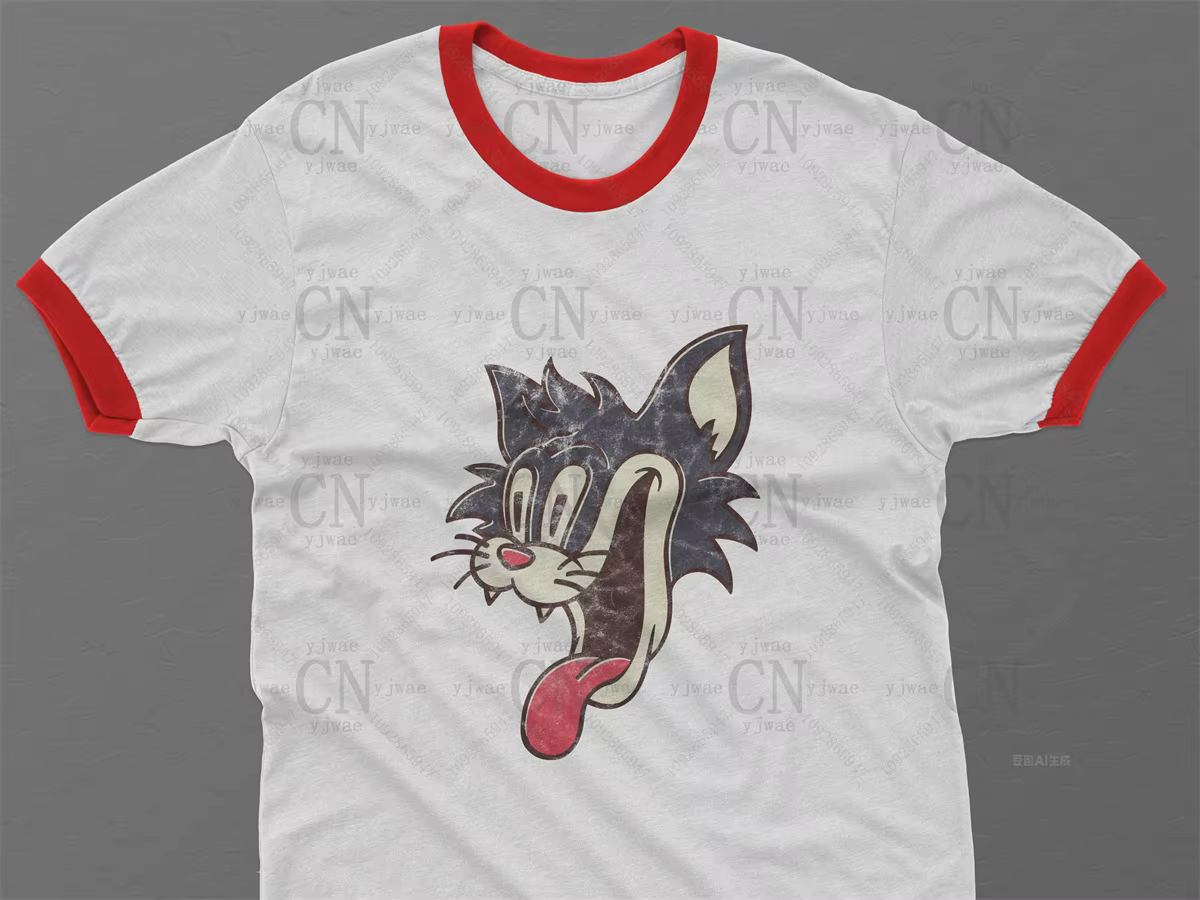 T-shirt Crazy Cat Smiling Psycho Ringer, personnage Patrick Hockstetter, haut de gamme, décontracté,