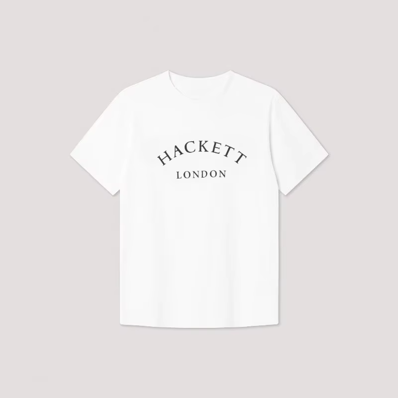 Hackett 2025 été coton t-shirt marque européenne hommes classique ajustement boîte Logo imprimé ampl
