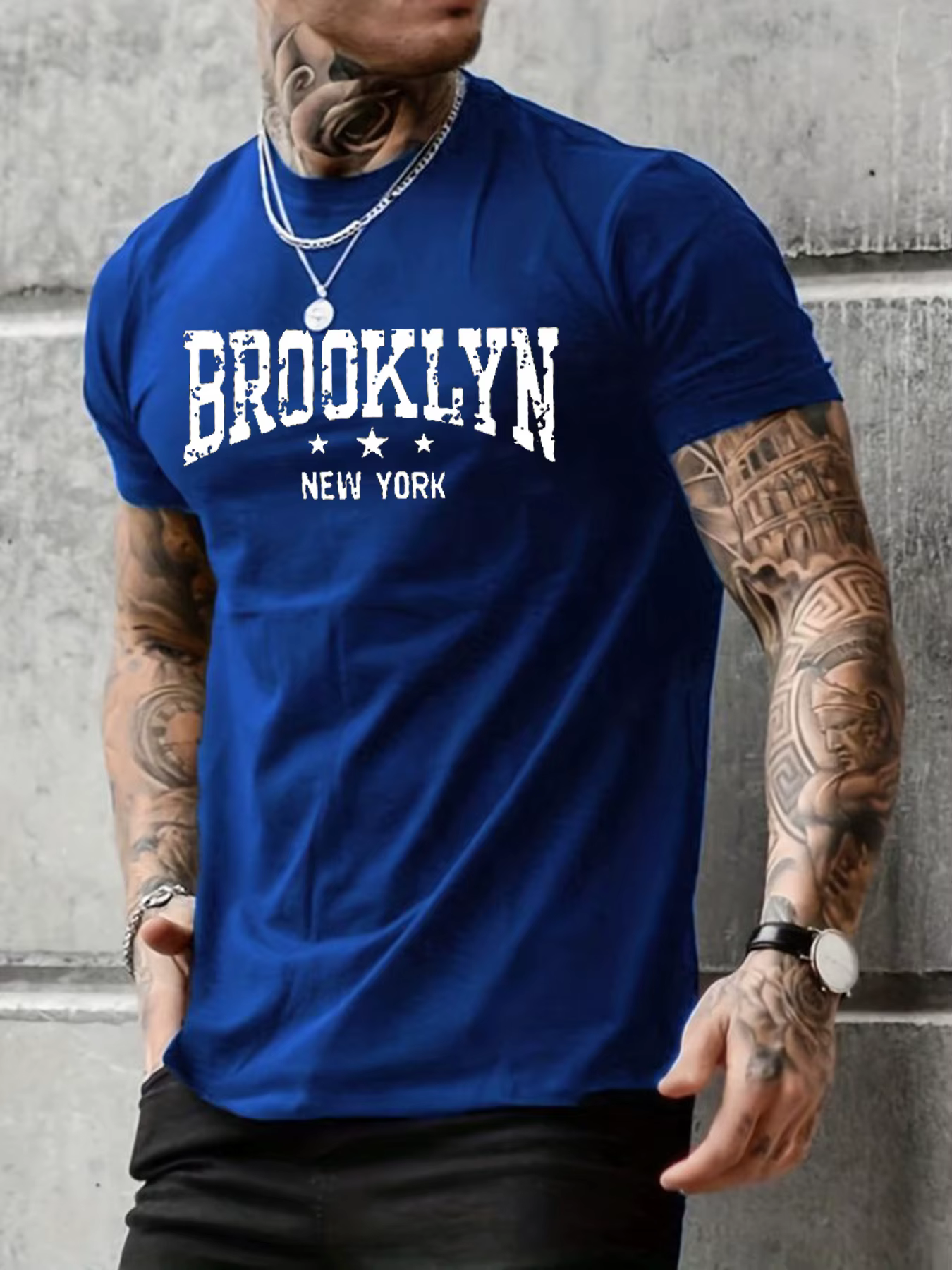 Hommes 100% pur coton été décontracté ample Brooklyn New York lettre imprimé confortable col rond à