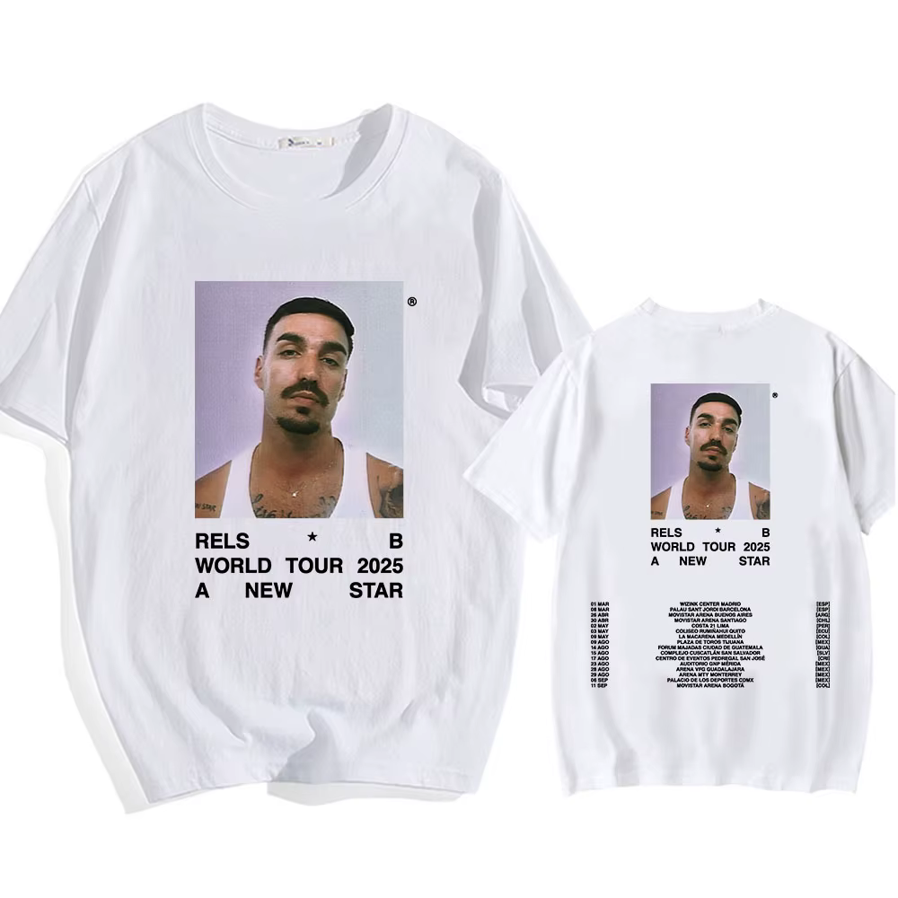 Un nouveau Star World Tour 2025 Rels B t-shirt Hip Hop unisexe Streetwear à manches courtes col rond