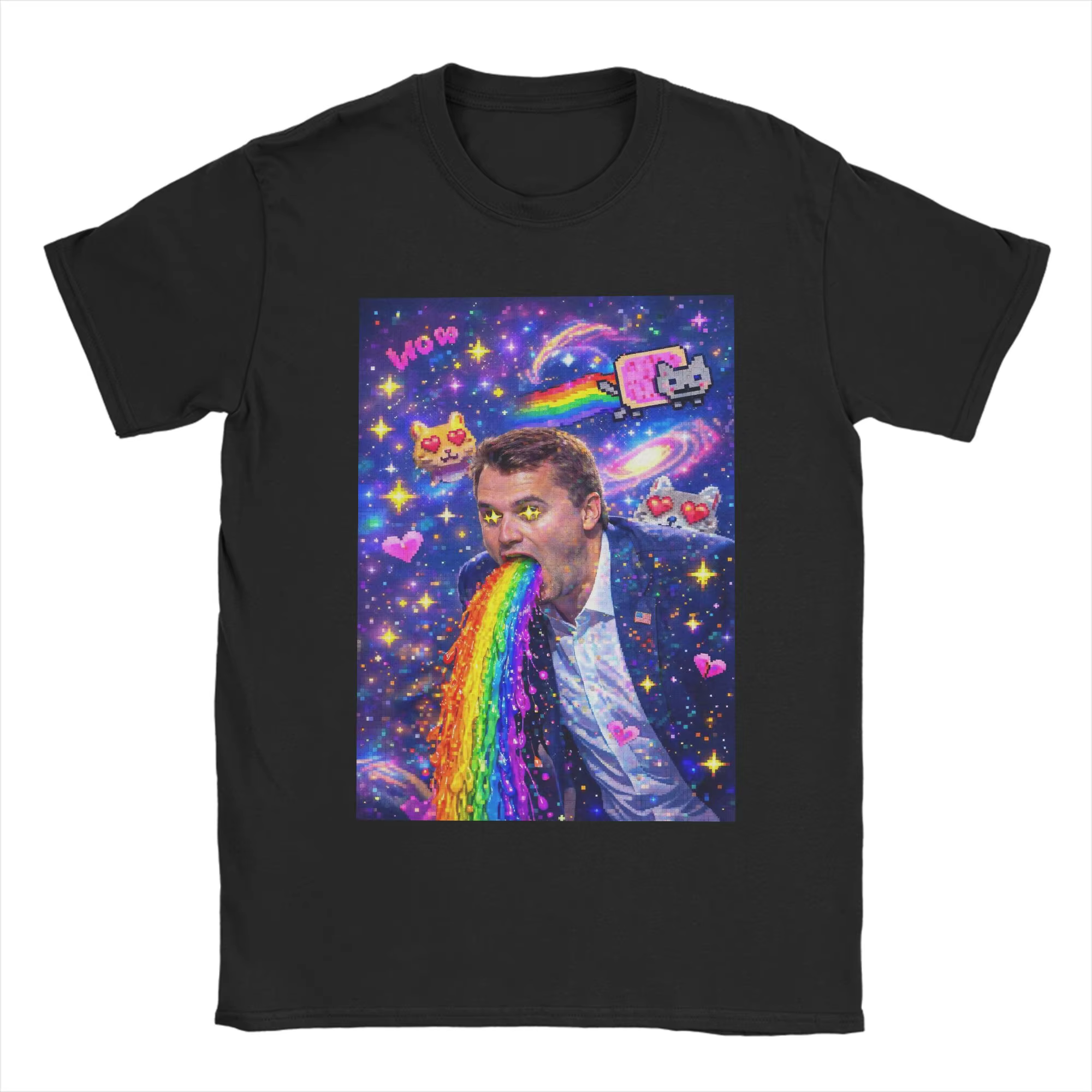 Kirkification Charlie Kirk Creative Meme Nyan-Cat T-shirt drôle pour hommes 100% coton T-shirt drôle