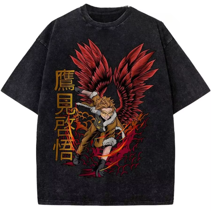 T-shirt graphique Anime My Hero Academia Takami Keigo Hawks pour hommes et femmes, vêtements surdime
