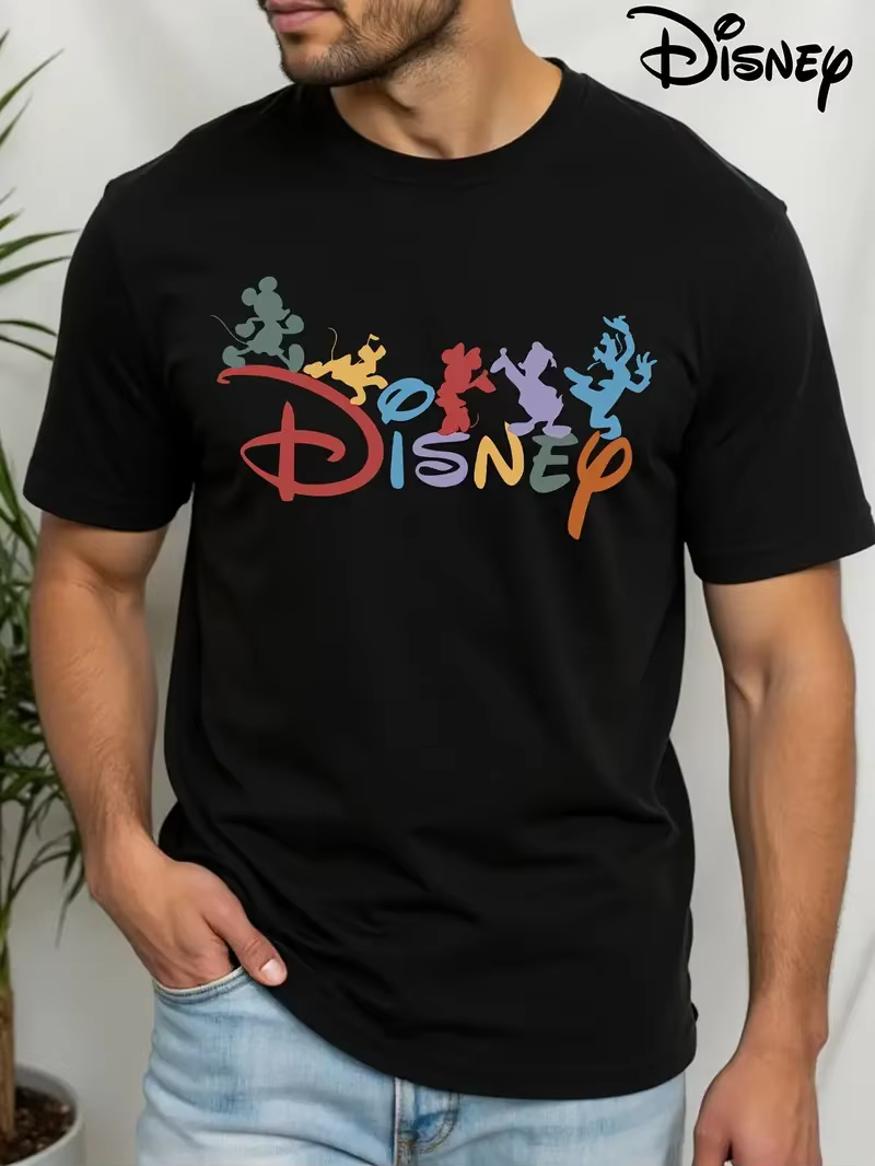 T-shirt Disney série Mickey Mouse, en coton imprimé, unisexe, manches courtes, surdimensionné, été