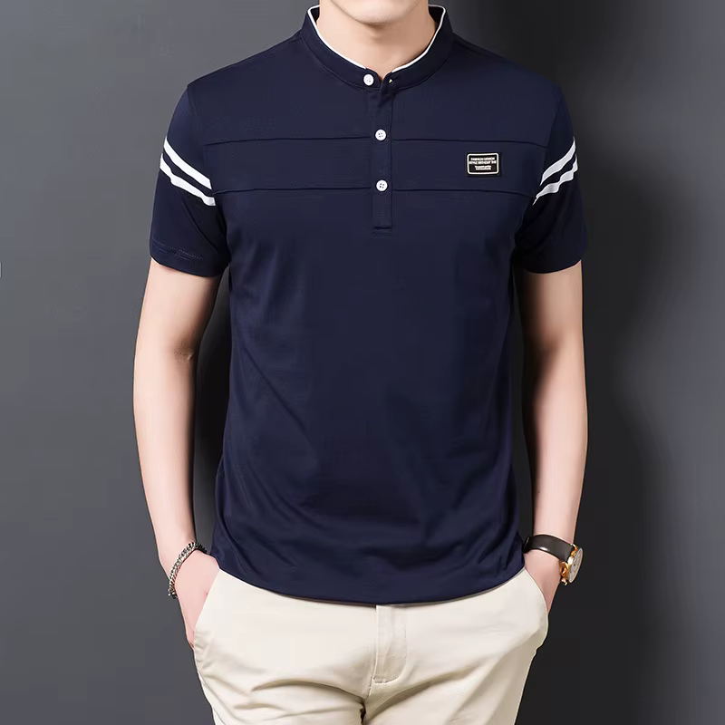 T-shirt POLO d'été pour hommes, décontracté, en coton, respirant, col montant, manches courtes, coré