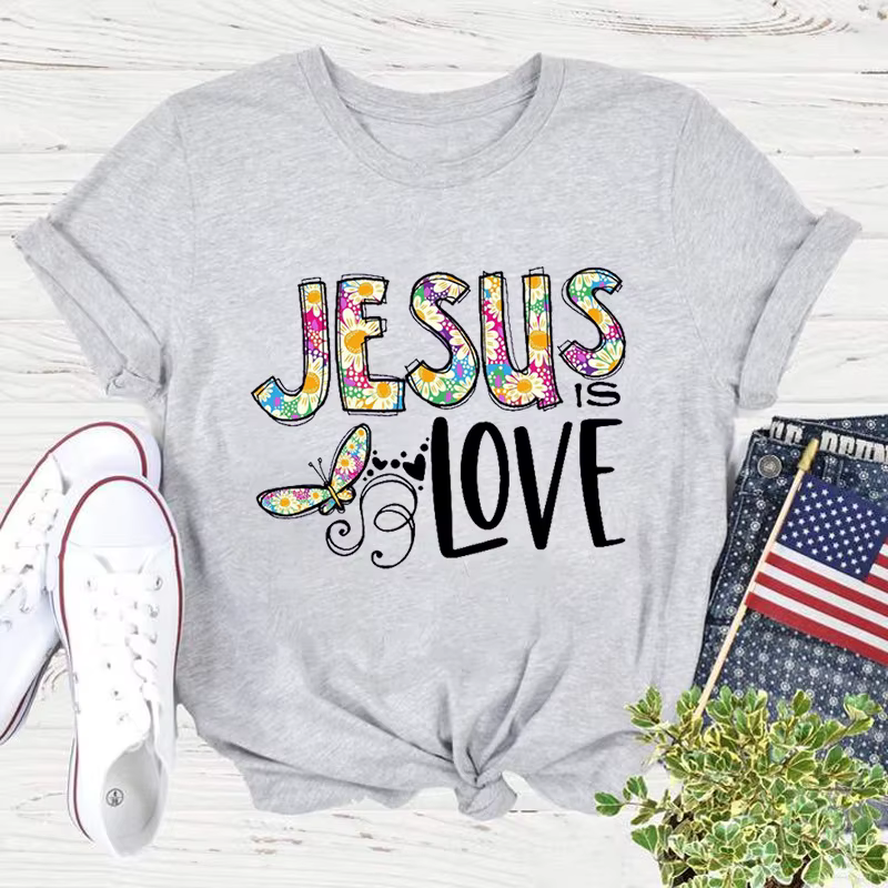 Jésus amour imprimer femmes t-shirt à manches courtes col rond lâche femmes t-shirt dames t-shirt ha