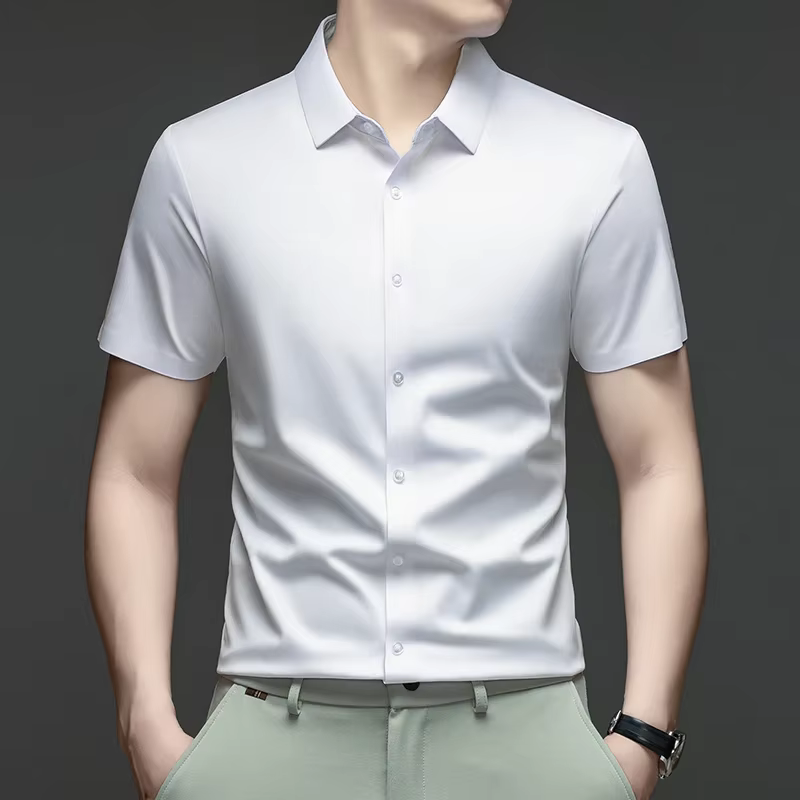 Chemise d'été pour homme, construction sans couture, haute élasticité, entretien facile pour un conf