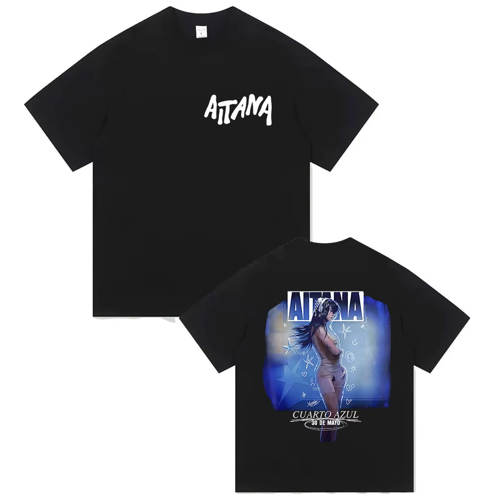 Chanteur Aitana Cuarto Azul Tour 2025 impression T-shirt hommes femmes Hip Hop Fans vêtements à manc