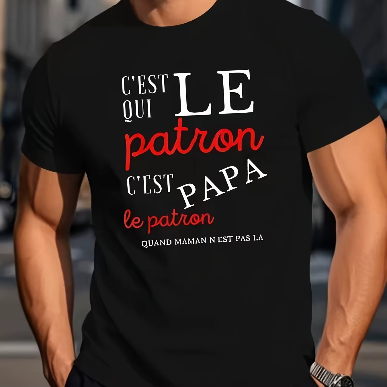 T-shirt humoristique pour hommes avec impression « C'est le patron, c'est papa », décontracté, en co