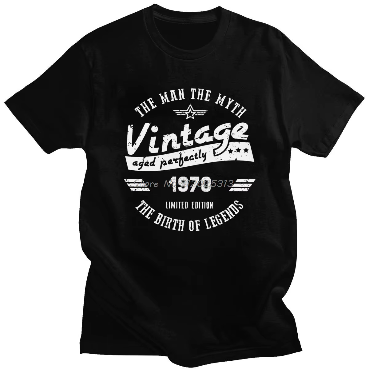 Vintage la naissance de la légende 1970 T-shirt à manches courtes l'homme le mythe T-shirt cadeau d'